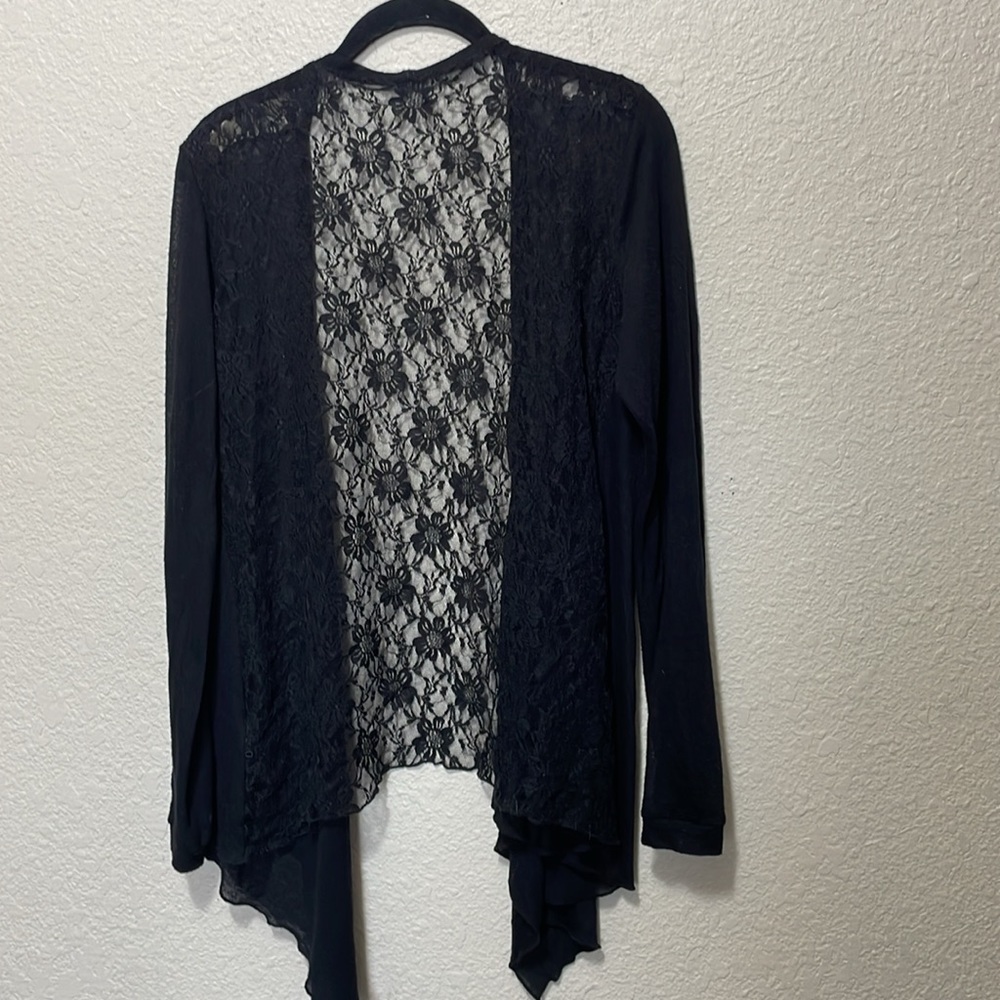 Cowgirl Tuff Women's Black Lightweight With Lace Sweater. Size XL. - Picture 6 of 10